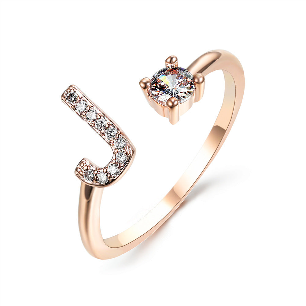 Adjustable ring with initials 26 letters