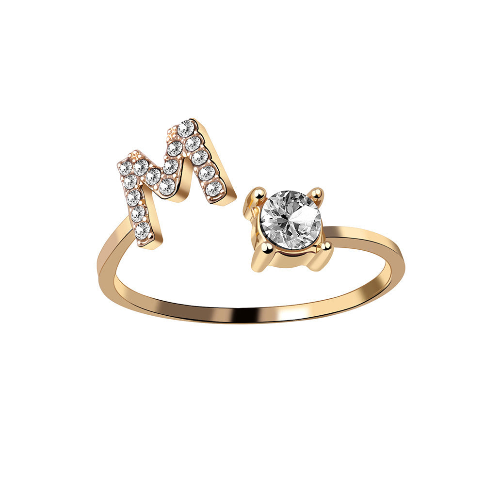 Adjustable ring with initials 26 letters