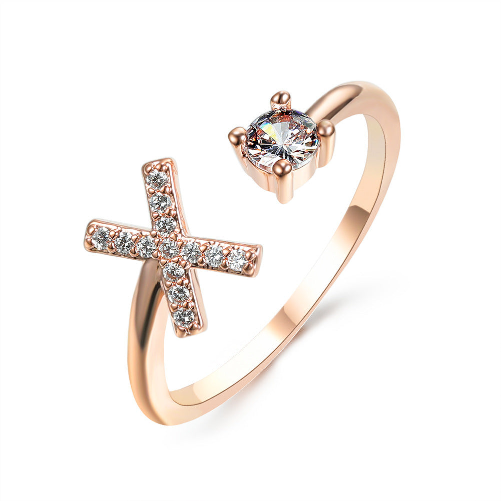 Adjustable ring with initials 26 letters