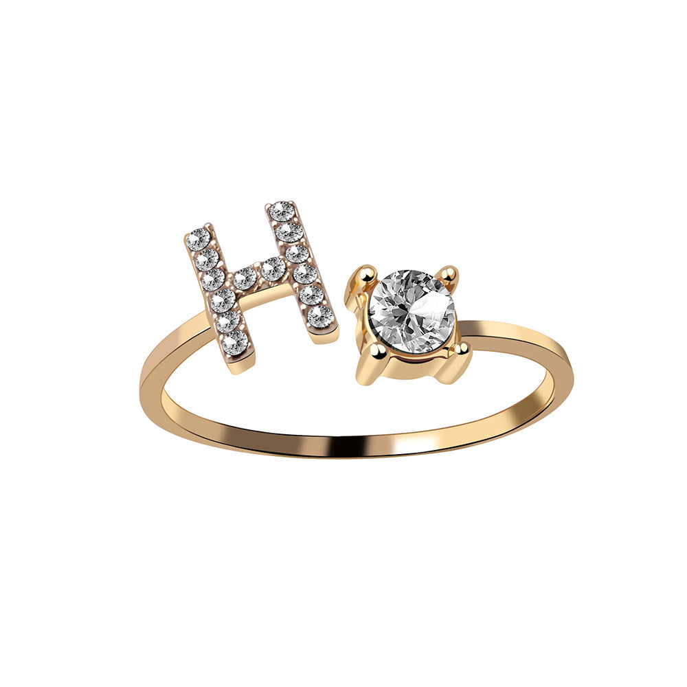 Adjustable ring with initials 26 letters