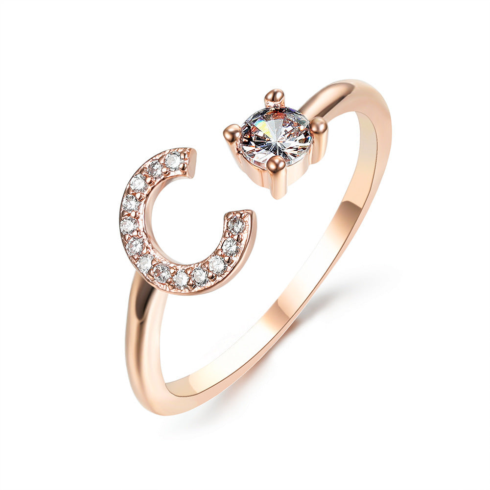 Adjustable ring with initials 26 letters