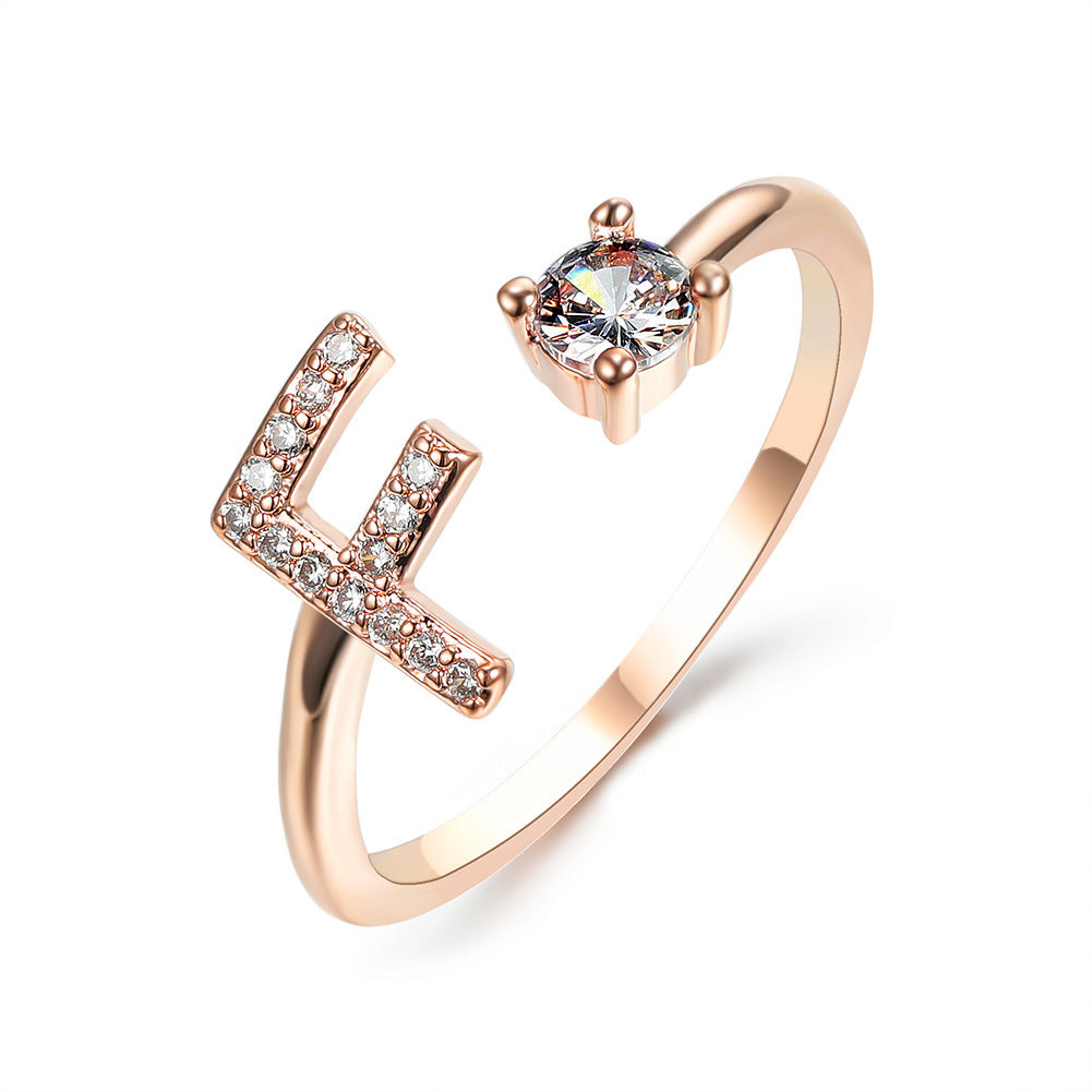 Adjustable ring with initials 26 letters