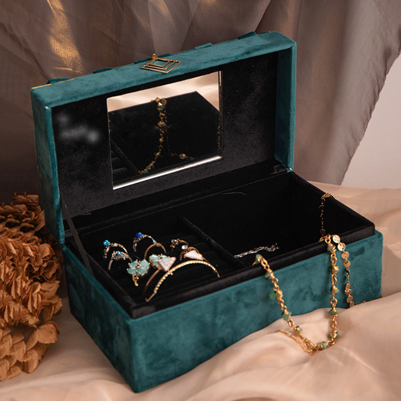 Premium velvet jewellery box mirror interior organised jewellery gift wife women luxury myemotiojewels