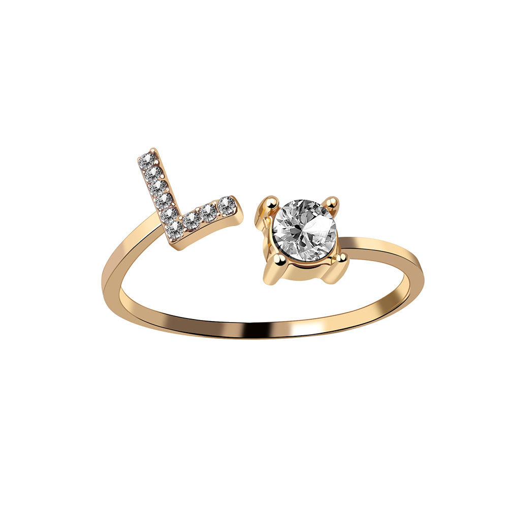 Adjustable ring with initials 26 letters