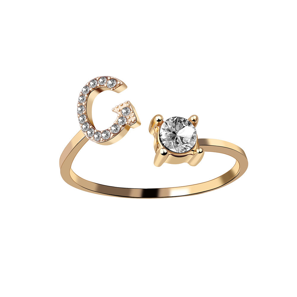 Adjustable ring with initials 26 letters