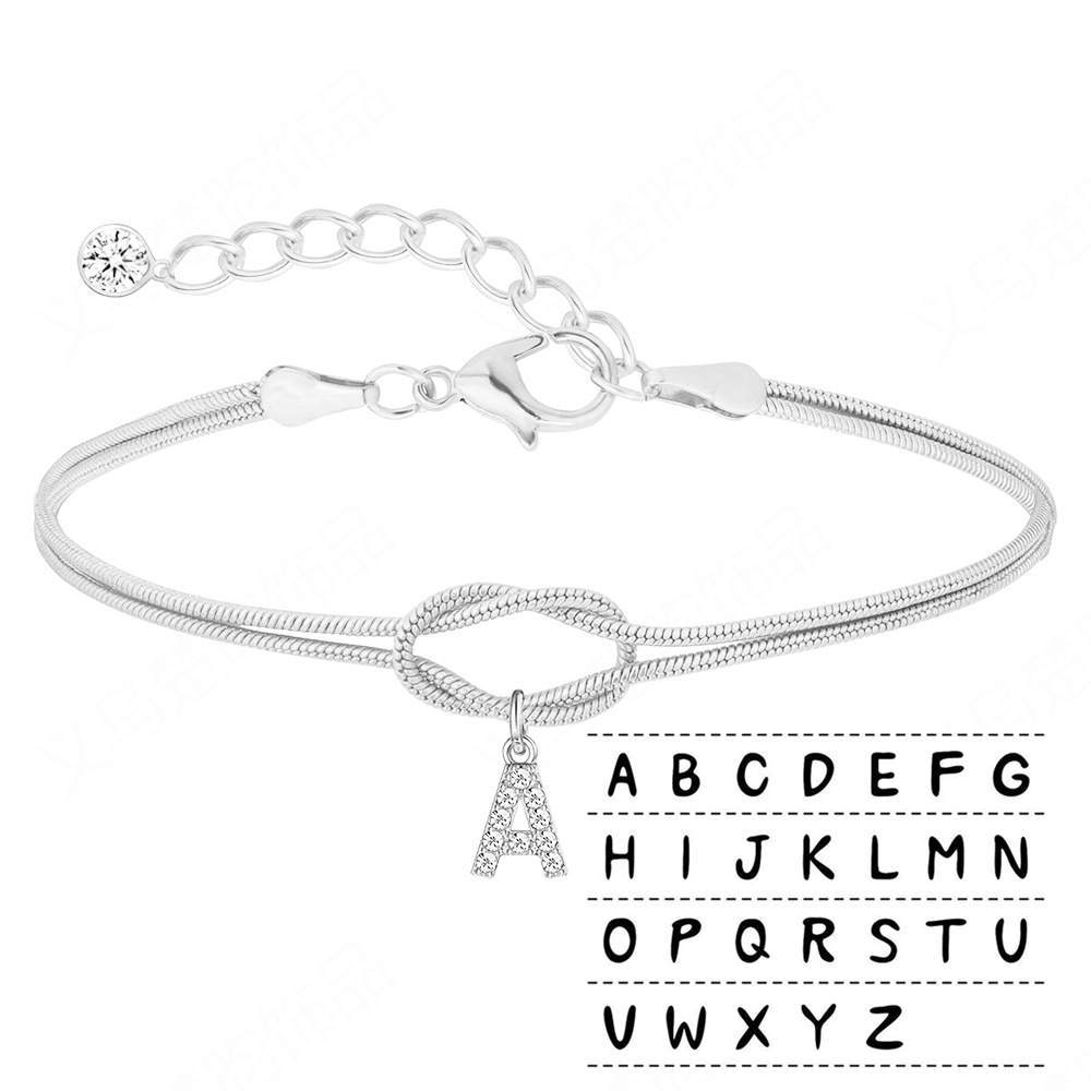 Braided bracelet with zirconia alphabet letters