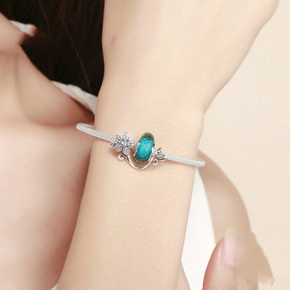 Bracciale argento fiore con decorazioni