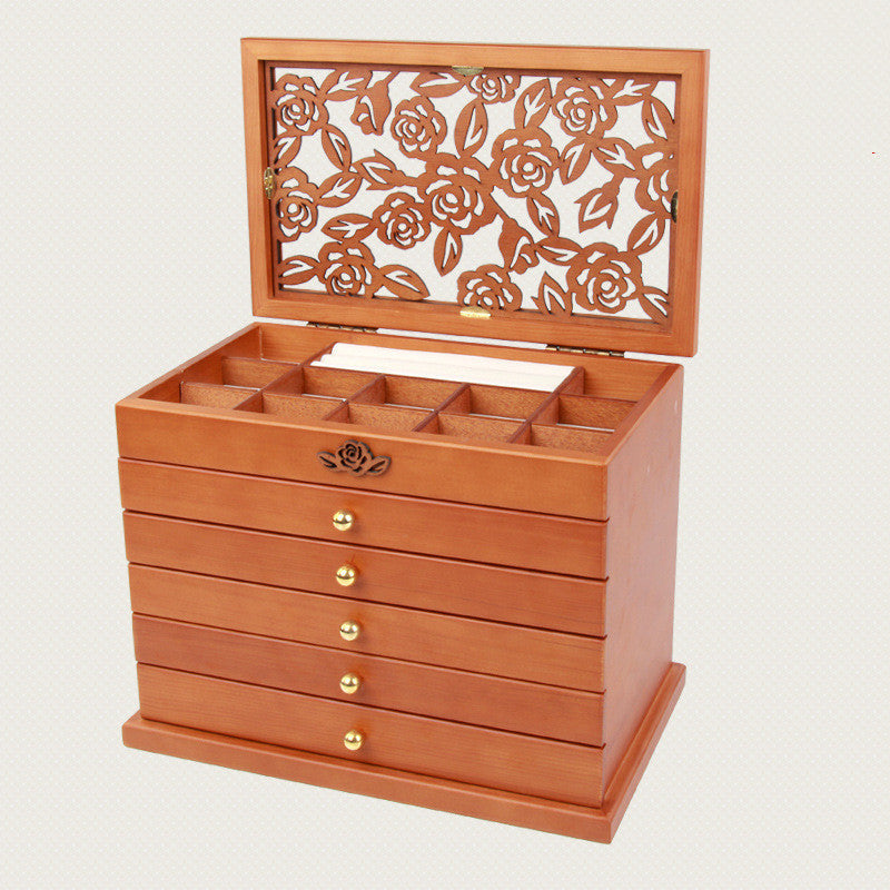 Box custodia gioielli con decorazioni legno massello