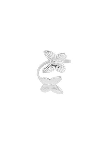 Anello con doppie ali di farfalla colore argento