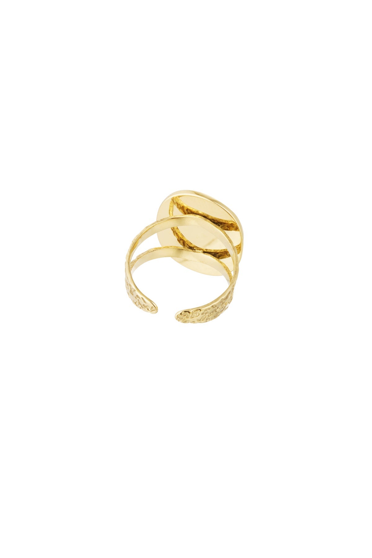 Anello in acciaio con pietra e stella vista retro