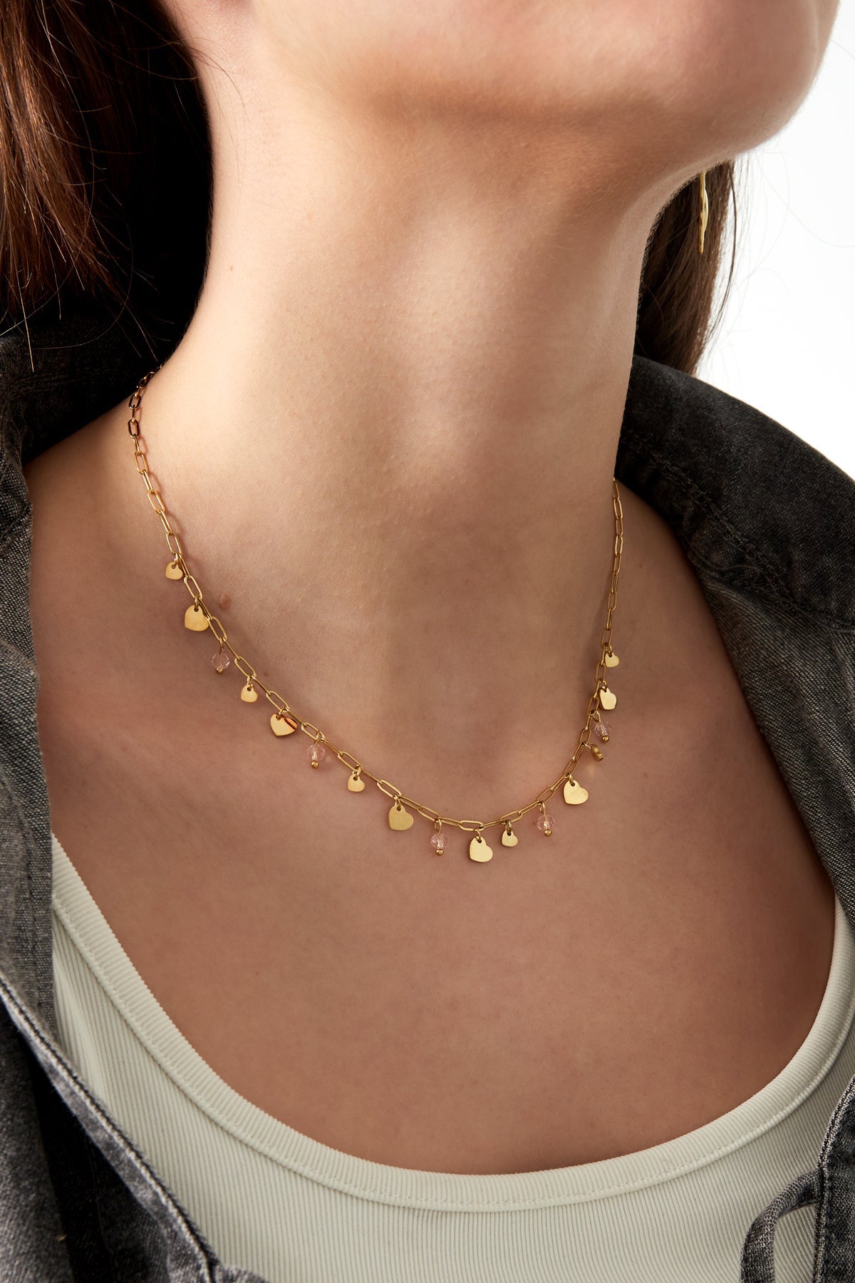 Collana in acciaio full of love colore chiaro