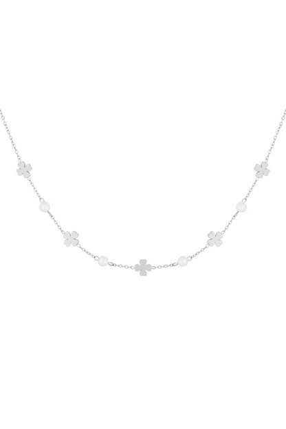 Collana portafortuna in acciaio ispirata alla natura colore argento