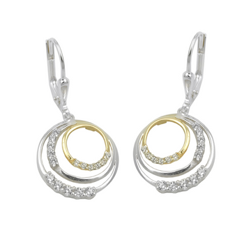 Orecchini a leva 30x14mm cerchi bicolore con zirconi argento 925 Jens Gallay, Gallay, Hersteller i.S.d. Produktsicherheitsverordnung GPSR 2023/988