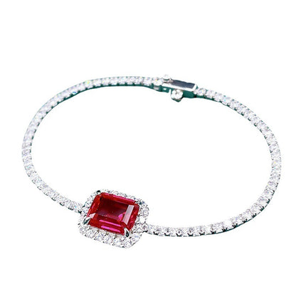 Bracciale argento smeraldo sintetico e argento sterling 925 zirconi